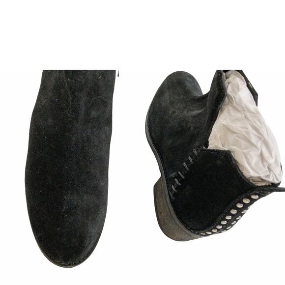 Diba True Silver Studded Black Vio Lyn Suede Block Heel Ankle Boots 8.5 Women's - Picture 6 of 12